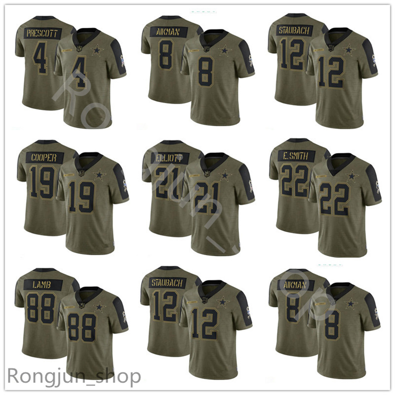 

DallasCowboysMens Youth Women Football 19 Amari Cooper 4 Dak Prescott 21 Ezekiel Elliott 2021 Salute To Service Limited Jersey, Picture