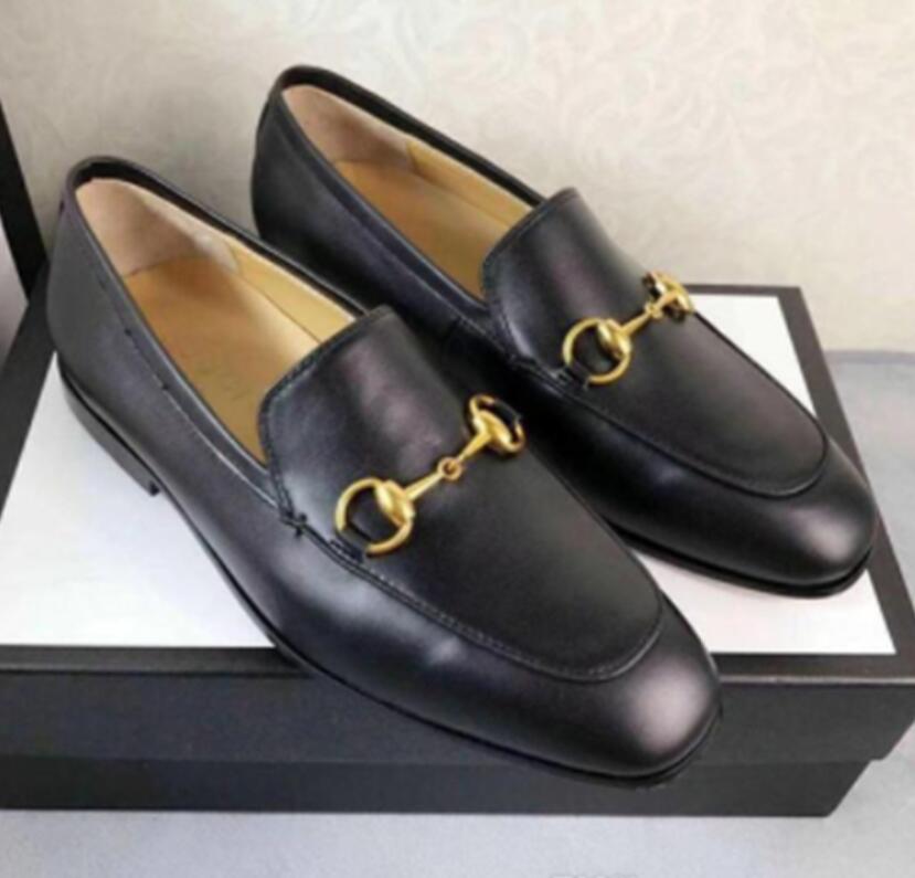 

Brand Jordaan black ladies casual shoes leather loafers Horsebit l oafers luxury classic men's moccasins 6DF36-45, 66