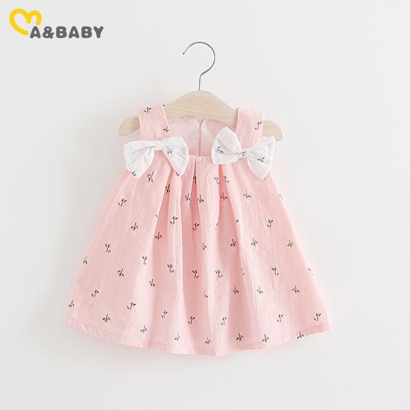 

Girl's Dresses Ma&Baby 6M-3Y Summer Born Baby Girl Dress Flower Bow Sleeveles Soft Clothing DD43, Red;yellow