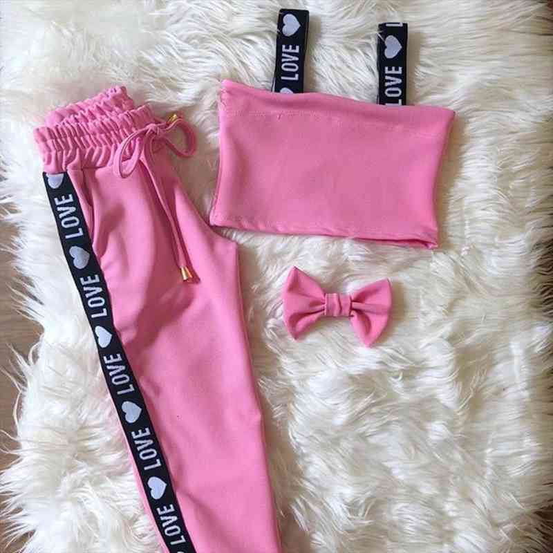 

Fashion Children Girls Summer Clothes Sets Kids Baby Sleeveless Tank Tops And Long Pants Letter Print Baby Tractsuits 1-6y, White