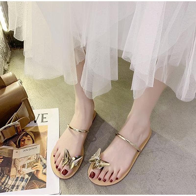 

Slippers Women's Slides Flip Flops Women Clip Toe Butterfly Elegant Female Sandals Ladies Summer Casual Shoes, Silver