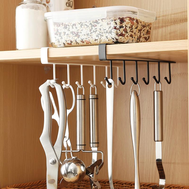 

Hooks & Rails Storage Racks Cabinet Hook Cup Holder With 6 Double Row Hanging For Kitchen Spoon Coffee Organizer Clothes Shelf