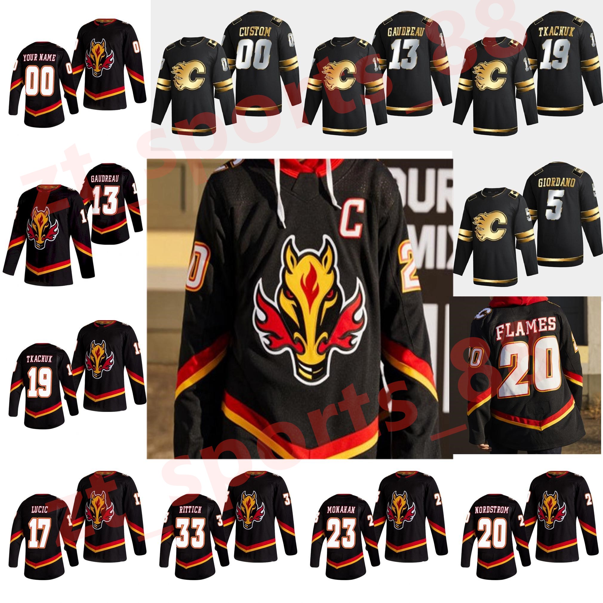

Calgary Flames 2021 Reverse Retro Hockey Jerseys Johnny Gaudreau Jersey Matthew Tkachuk Milan Lucic Sam Bennett Mark Giordano Custom Stitche, As shown in illustration