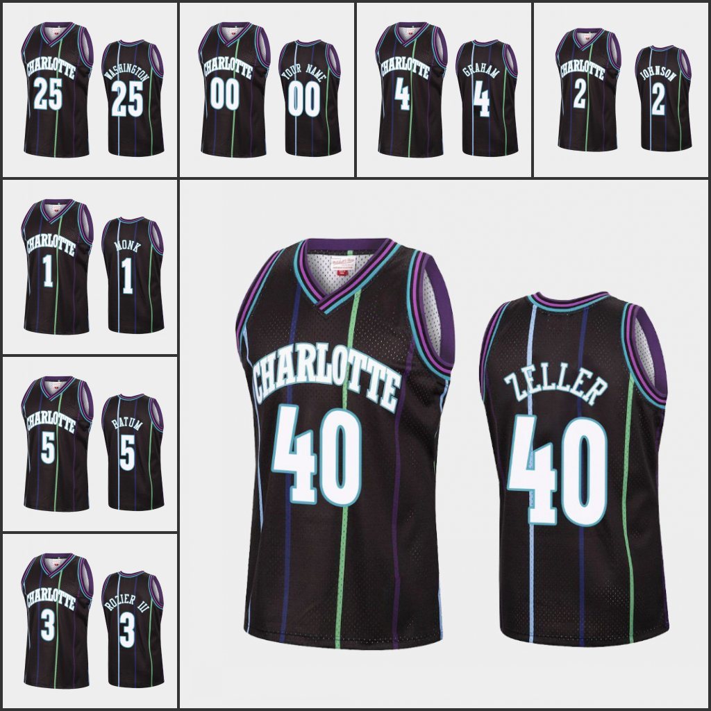 

CharlotteHornetsMen Devonte' Graham Terry Rozier III Cody Zeller P.J. Washington Custom Black Reload HardwoodClassics Jersey
