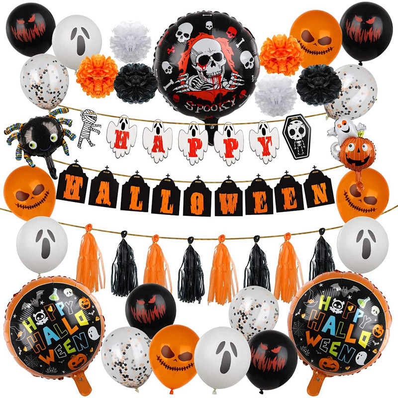 

halloween skull pumpkin witch pattern balloon party decoration novel festive atmosphere