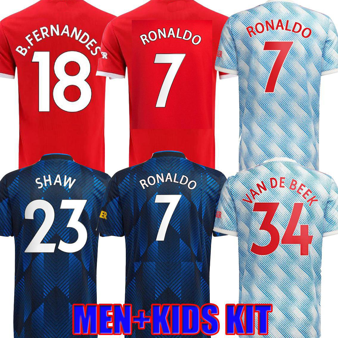 

21 22 SANCHO RASHFORD jerseys 2021 2022 MANCHESter POGBA CAVANI MARTIAL SHAW VAN DE BEEK B. FERNANDES LINGARD UNITED GREENWOOD UTD soccer football shirt man kids kit, Image