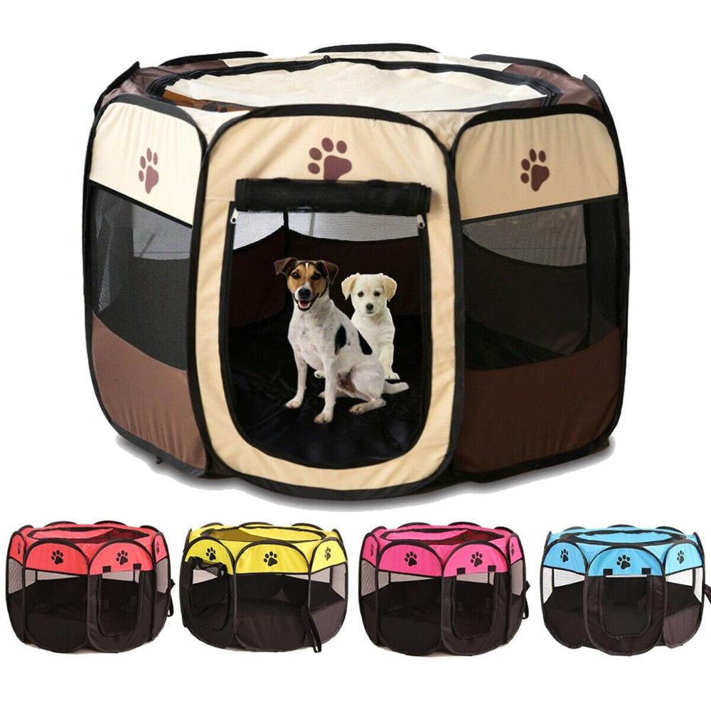 

Portabe Outdoor Kennes Fences Pet Tent Houses For arge Sma Dogs Fodabe Indoor Paypen Puppy Cats Pet Cage Deivery Room, Gray