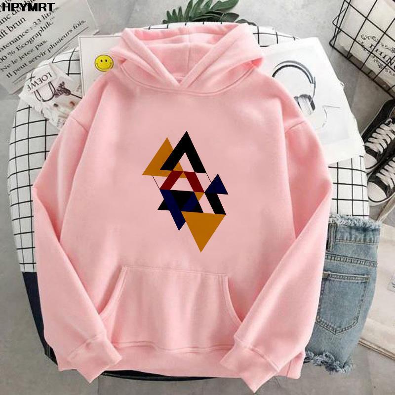 

Women's Hoodies & Sweatshirts Pullover Pocket Hoodie Geometry Printred Sports Female Autumn Winter Sweatshirt Sportswear For Woman Drawstrin, Pink