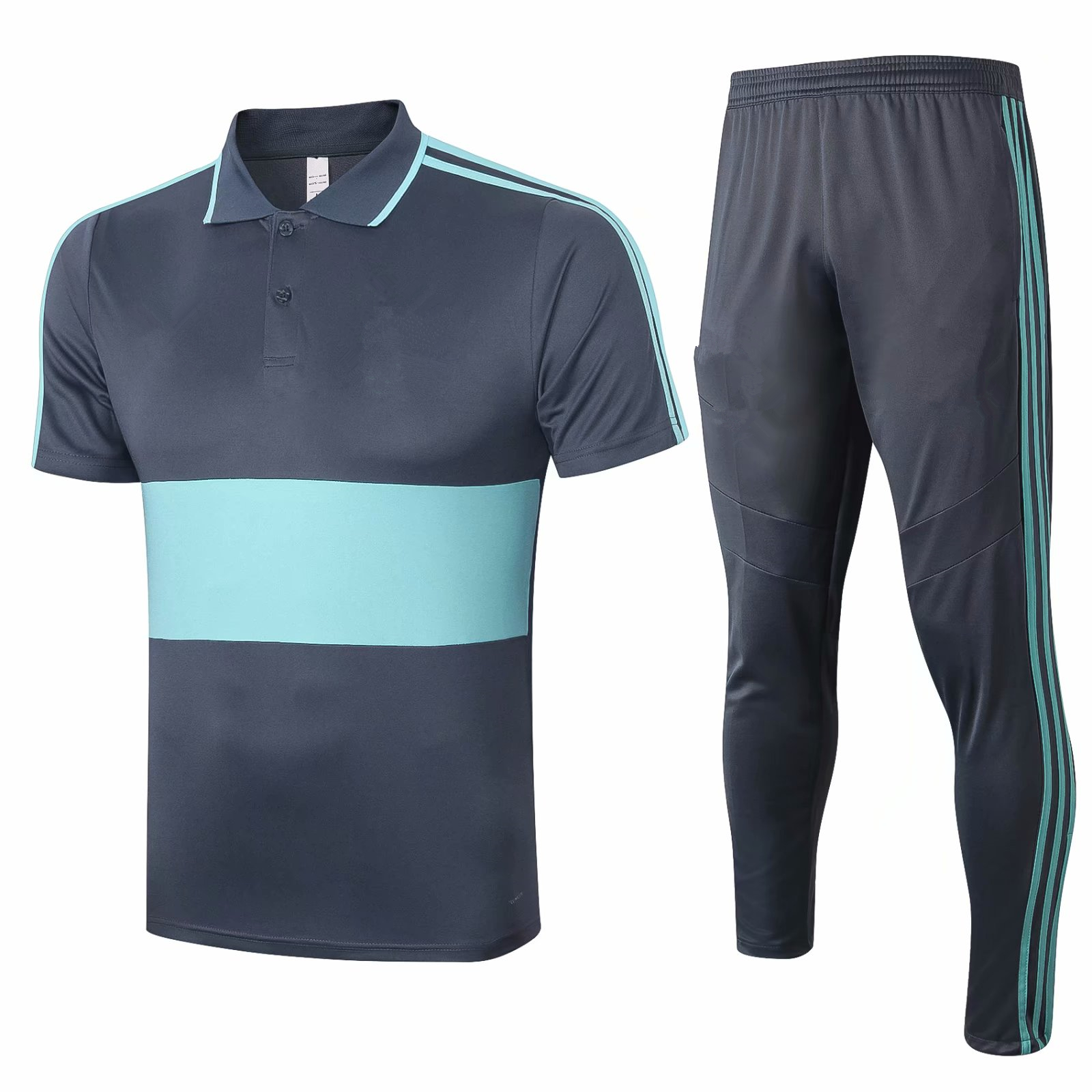 

2021 Soccer Wear Polo grey blue short sleeve adult suit S ~ 2XL, Black