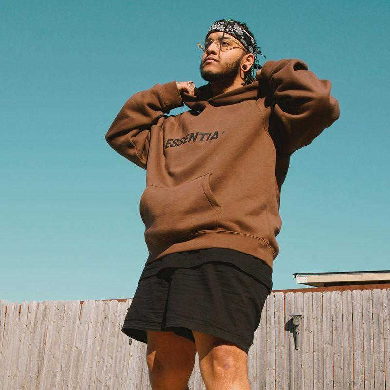 

21ss New Fog Essentials Raised Letter Pullover Plush Hoodie Hoodie Coat Span, Black