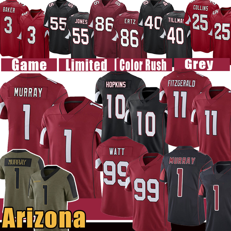 

Cardinal J.J. Watt Kyler 1 Murray DeAndre Hopkins Football Jersey 86 Zach Ertz Larry Fitzgerald Budda Baker Arizonas Johnson Pat Tillman Zav, Black;red