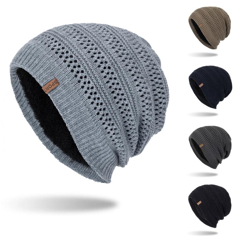 

Berets Unisex Knit Cap Hedging Head Hat Beanie Warm Outdoor Adult Caps Solid Hip-hop Gorros Mujer Invierno, Black