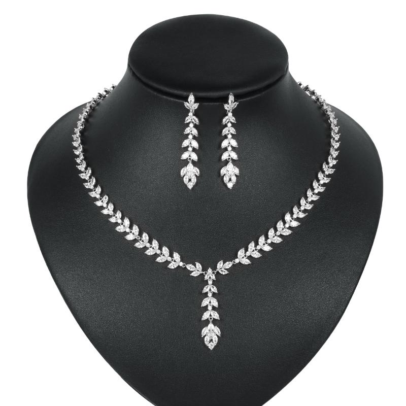 

Wedding Jewelry Sets WEIMANJINGDIAN Arrival Marquise Cubic Zirconia Necklace And Earring Set For Bride Or Bridesmaid, Slivery;golden