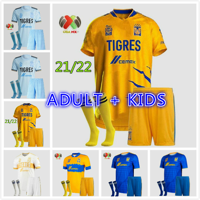 

Liga MX 21 22 Tigres 7 Stars Soccer Jerseys 2021 2022 AQUINO c.salcedo Gignac adult kids kits VARGAS Home away Tercer Mexico Pizarro Football Suit