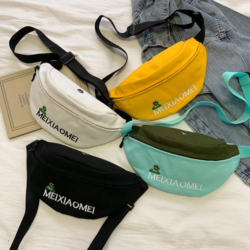

Waist Bags All-match Casual Diagonal Canvas Bag Large Solid Color Belt Pouch Women Travel Concise Banana, Blue