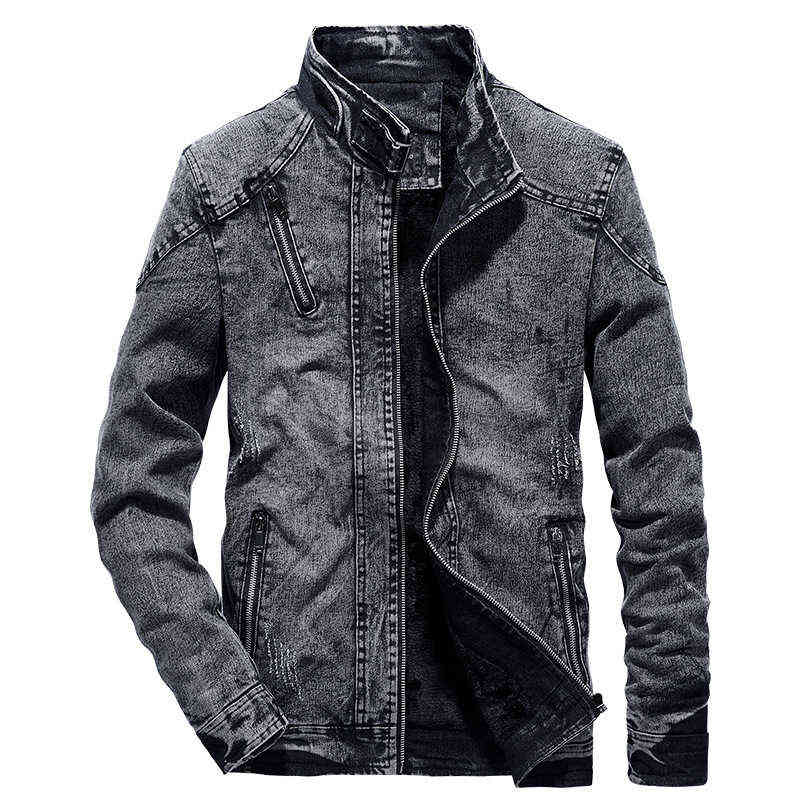 

Vintage Denim Jackets Men Slim Fit Solid Color Casual Mens Jeans Coat Fashion Stand Clothes for Men Black Blue Casaca Hombre 211110