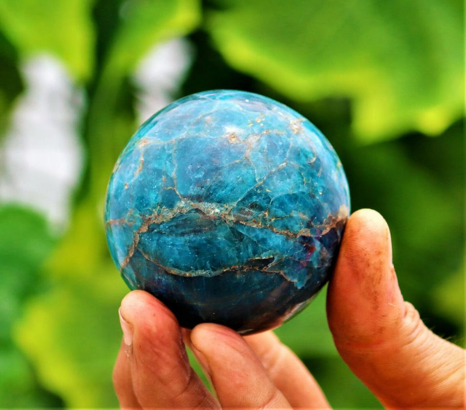 

Decorative Objects & Figurines Natural Blue Apatite Ball Sphere Quartz Crystal Mineral Healing For Home Decoration Gift