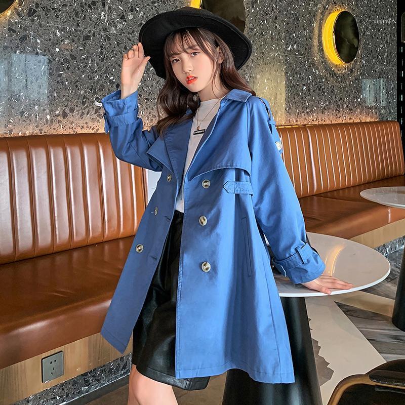 

Coat Girls Trench Jacket Children's Clothing Kids Double-Breasted Christmas Outerwear 4-14 Years, Blue;gray