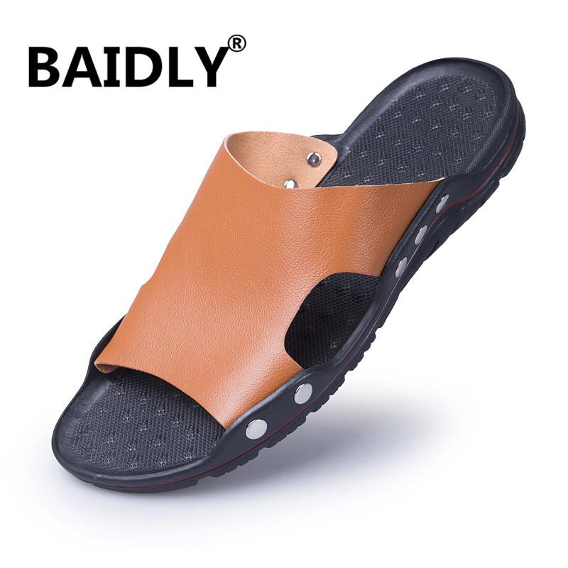 

Sandals Brand Slippers Men Summer Flat Casual Beach Flip Flops Shoes Non-slip Indoor House Home Big Size, Black