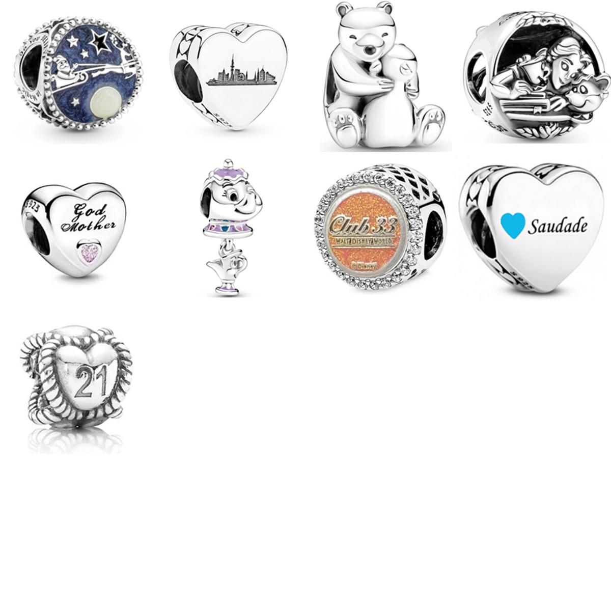 

NEW 2021 100% 925 Sterling Silver Moon Star Bear charm Fit DIY Original Bracelet Fshion Jewelry Gift1