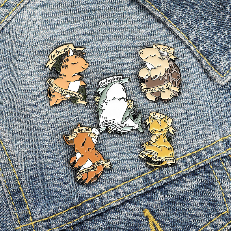 

Cartoon Animal Brooches Horse Cat Tortoise Shark Enamel Pin Cute Pins Backpack Lapel Badges Metal Fashion Jewelry Gifts For Friends Children