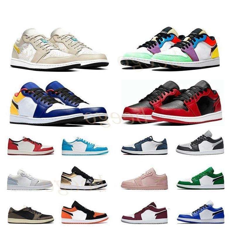 

[With Box] Low 1 1s Men Basketball shoes Varsity Red Paris shadow UNC Chicago Tropical brown Outdoor Sports Sneakers Mens Trainers #2021#