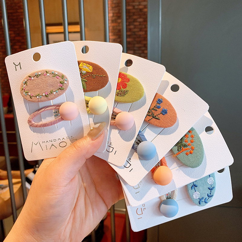 

2PCS/LOT Korean Australia Floral Embroidery BB Clippers Kids Baby Girls Claws Barrette Children Little Clips Hair Accessories, Mixed colors or remarks