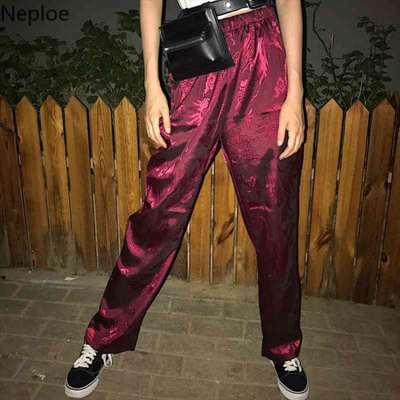 

vintage japanese harajuku summer pants women man dragon patter loose streetwear red black pants bf korean trousers 38545, Black;white