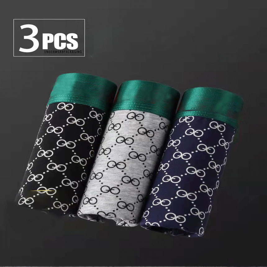 

Designer Luxury CC Classic Hip Hop Sexy Mens Underpants Boxers For Man Underwear Cueca Boxer 3 Pieces With Box, 15