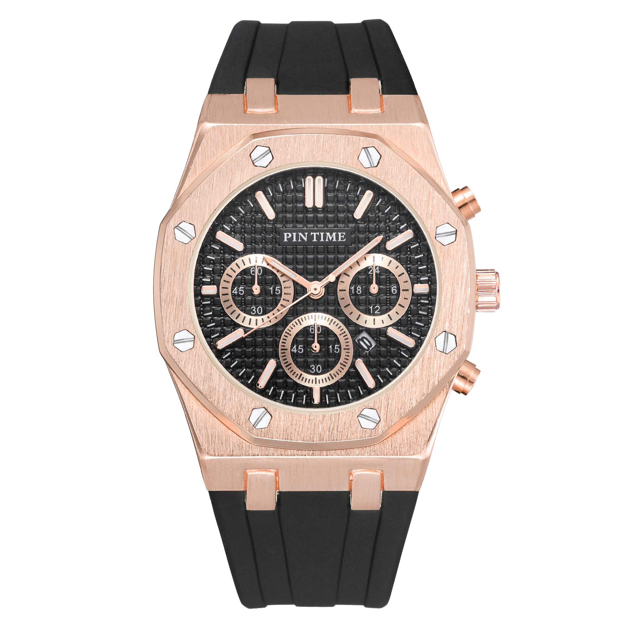 

PINTIME Silicone Mens Watch Top Brand Luxury Quartz Clock Calendar Military Watch Men Sport Wristwatch Relogio Masculino Relojes
