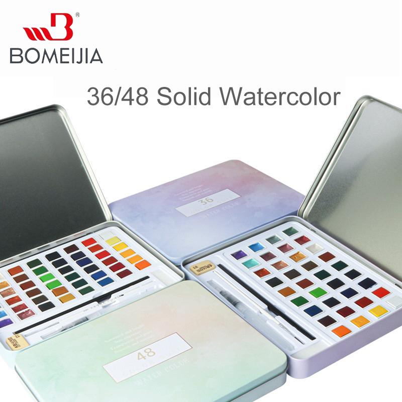 

Gift Sets Professional 36/48 Color Solid Watercolor Set Basic Neon Glitter Paint For Drawing Art Supplies