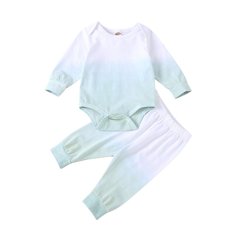 

Clothing Sets Spring Autumn Baby Boys Girls Toddler Born Gradient Print Romper+Pants Leggings Casual Tracksuits Outfits, White
