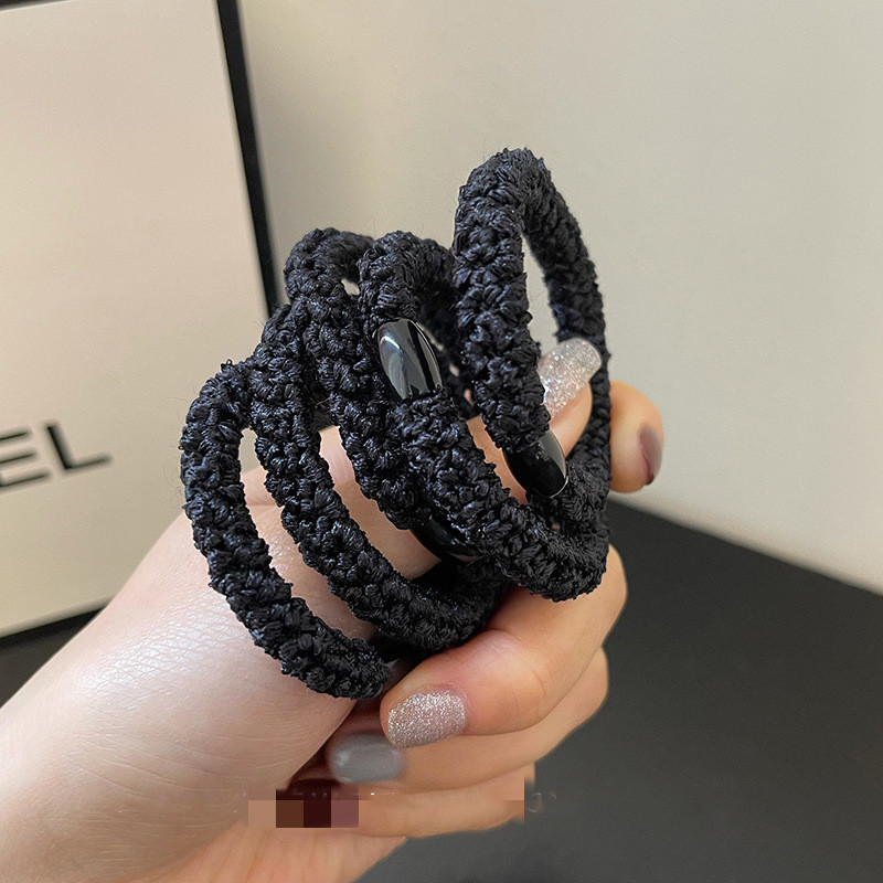 

5pcs/set Basic Thick Braided Elastic Hair Bands Simple Rubber Band Ponytail Rope Black Brown Hair Tie Head Band For Women Girls, Pink