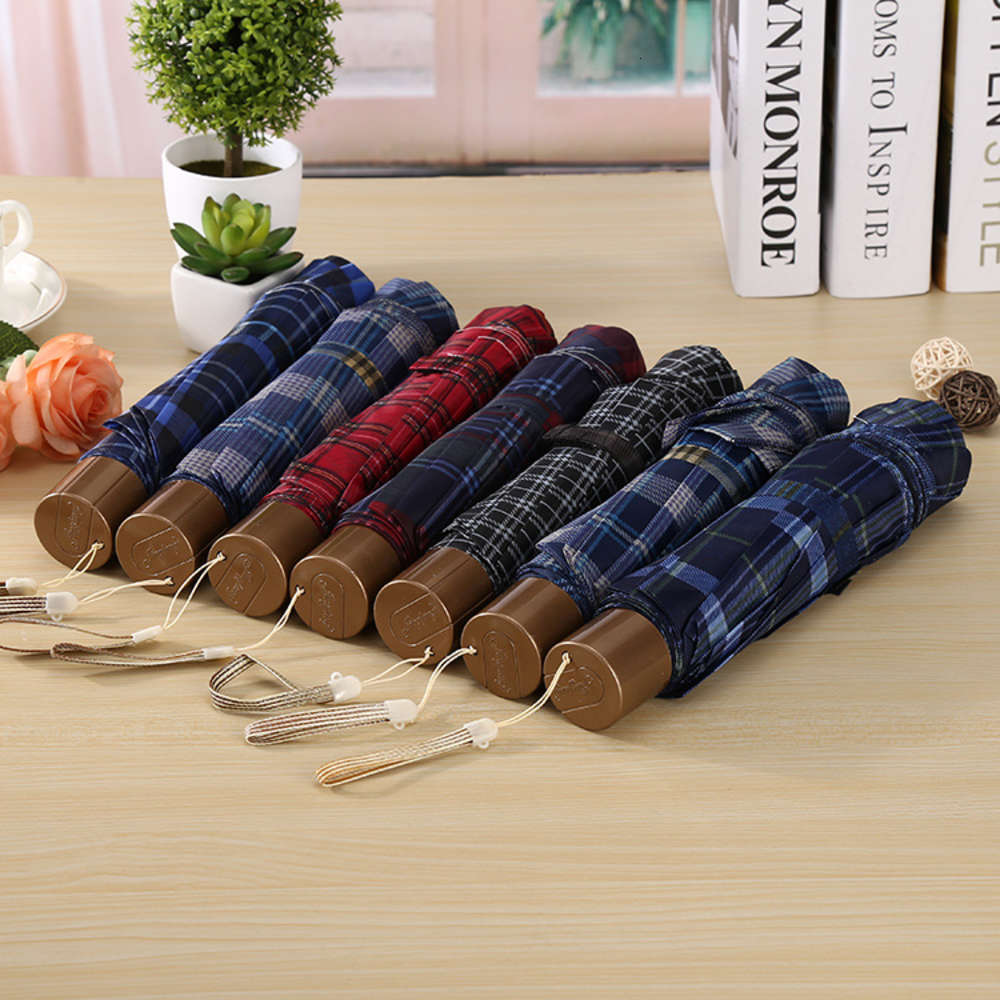 

75cm large Plaid umbrella, reinforced shigu business household folding umbrella for sunshine and rain