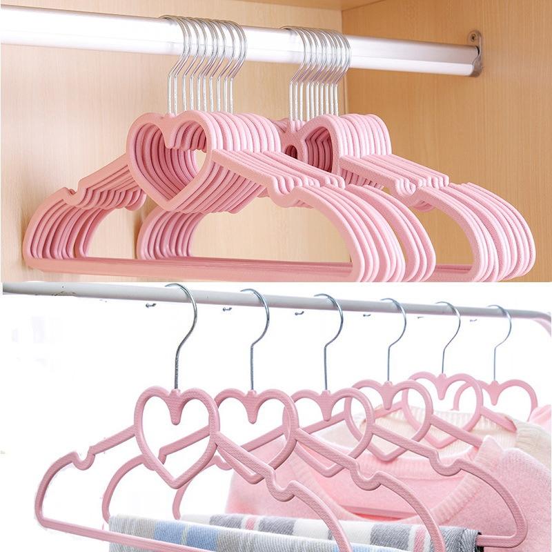 

Hangers & Racks 10pcs Heart Pattern Coat Hanger Clothes Non-slip Drying Rack Wardrobe Storage Clothing Hanging Supplies