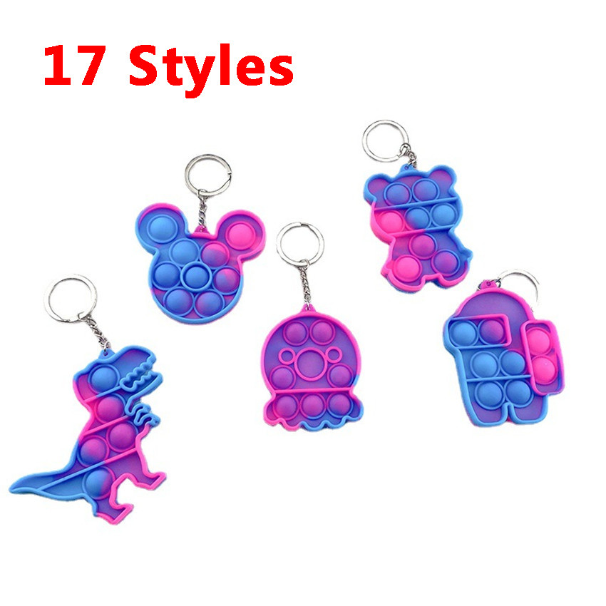 

Children Adult Push Bubble Fidget Sensory Toy Key Ring Educational Anti-stress Toys decompression keychain DHL item