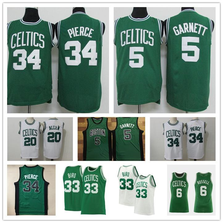 

2021 Basketball Jerseys Vintage Paul 34 Pierce Kevin 5 Garnett Jayson 0 Tatum Larry 33 Bird Jaylen 7 Brown BostonCeltic Ray 34 Allen, Black;red