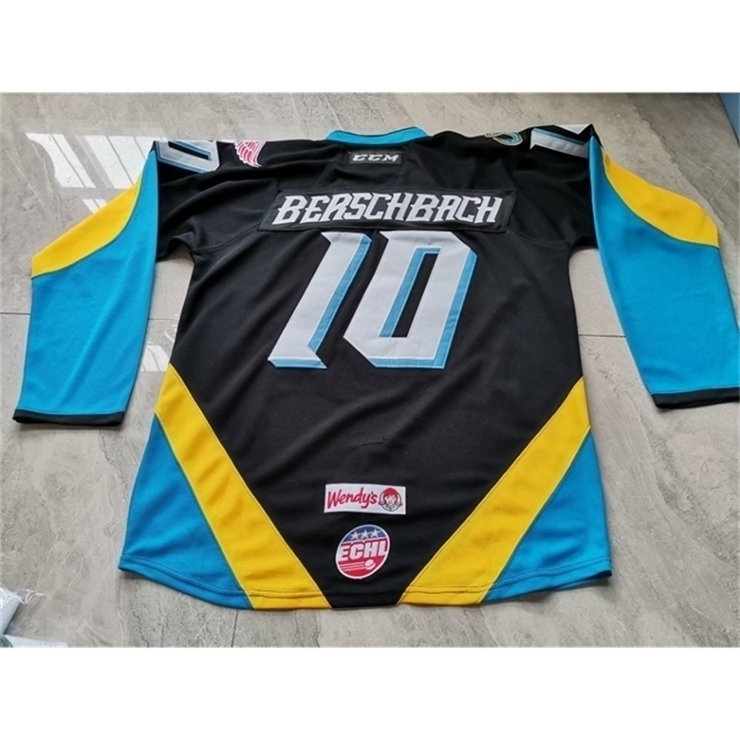 

Custom Men Youth women Vintage Customize Toledo Walleye 10 Shane Berschbach Hockey Jersey Size S- or custom any name or number, Black women s-xl