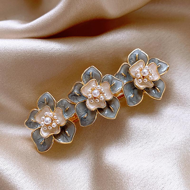 

Hair Clips & Barrettes Korean Enamel Hairgrips Jewelry Handmade Elegant Pearl Flower Hairpins For Women Gilrs Accessories, Golden;silver