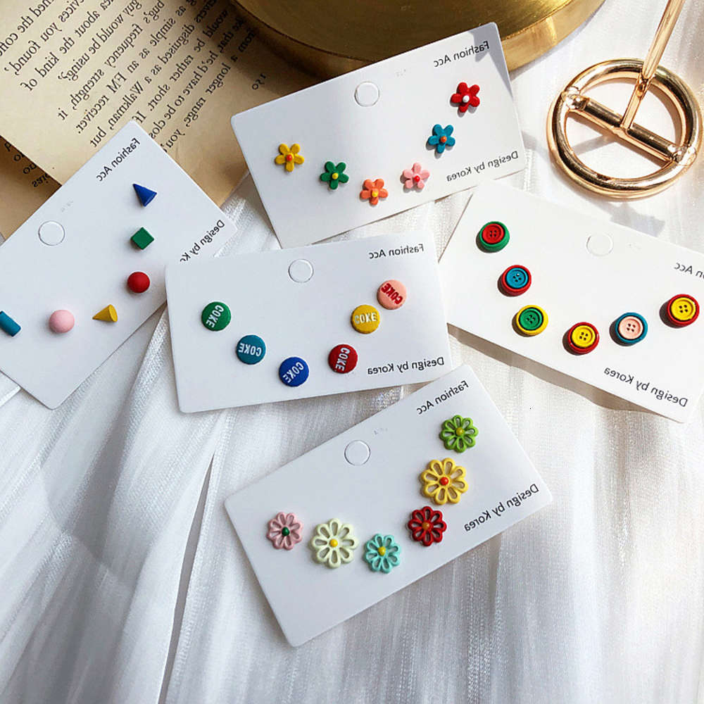 

earrings S925 silver needle Korean girl sweet Color Flower Button Fashion Daisy Earrings female, Golden