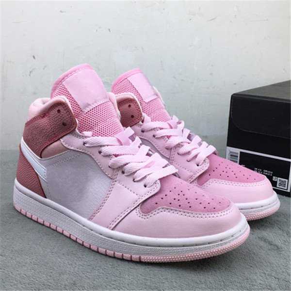 

Digital Pink 1 Mid WMNS Womans Shoes Give White Shoelaces Lovely For Women Shoes Designer Sports 1s Sneakers Trainers, 01