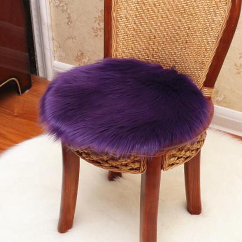 

Cushion/Decorative Pillow Solid Color Warm Wool Round Cushion Stool Pad Thickening Dining Chair Anti-Slip Seat Mat High Quality