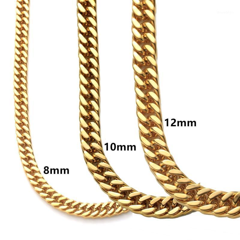

Chains 8/10/12/14mm Gold 316L Stainless Steel Curb Cuban Link Chain Necklace Jewelry Gift Men Women