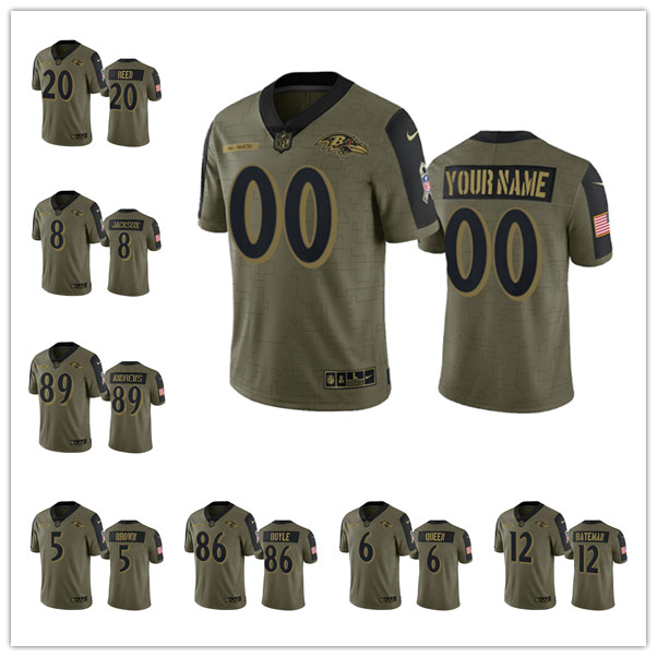

Football Jersey Baltimore''Ravens''MEN WOMEN''NFL''YOUTH Lamar Jackson Mark Andrews Patrick Queen 2021 Salute To Service Limited, 10