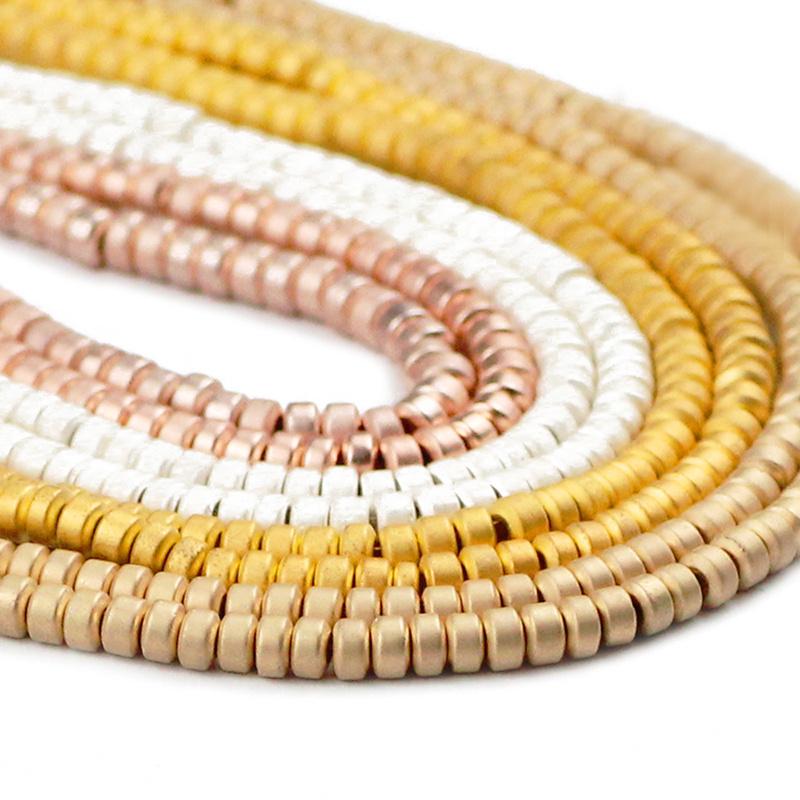 

Other Round Hematite Flat 3.5mm 185pcs Matte Rose Gold Cylinder Natural Stone Spacer Loose Beads For Jewelry Making Diy Findings