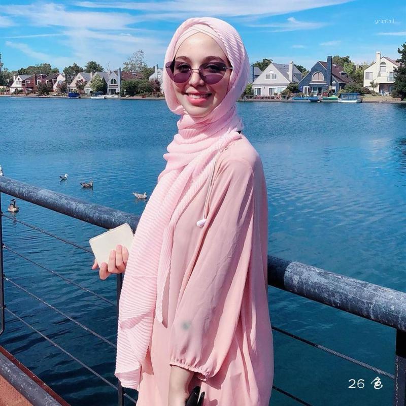 

Scarves 2021 Women Plain Voile Scarf Head Hijab Wrap Solid Full Cover-up Shawls Foulard Femme Headband Crinkle Muslim Hijabs Store, Blue;gray