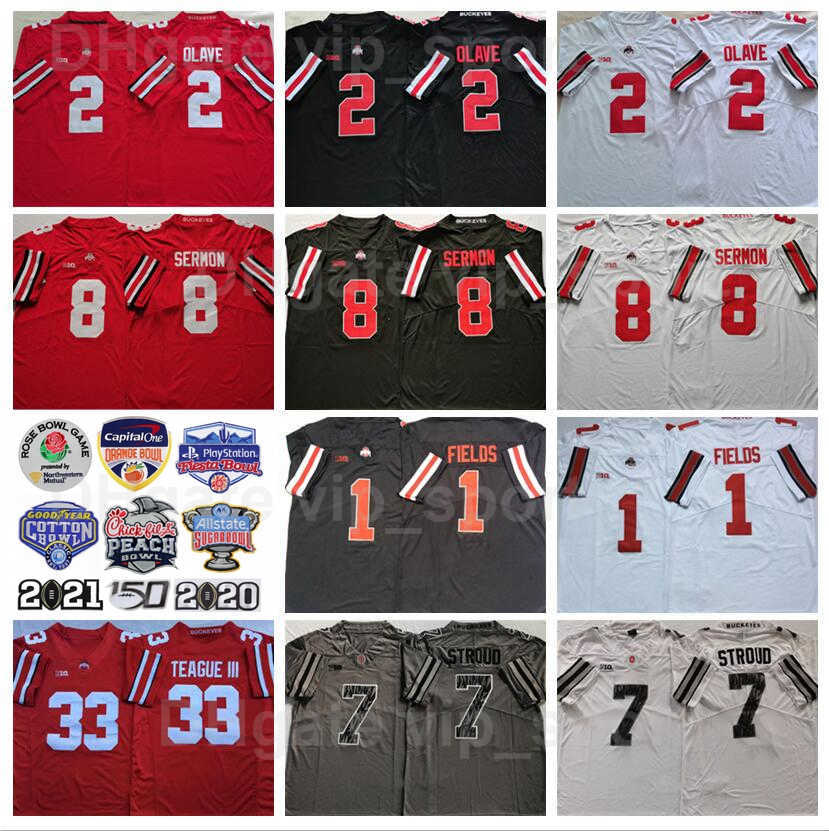 

NCAA College Ohio State Buckeyes 7 CJ Stroud Jersey Men Football 8 Trey Sermon 2 Chris Olave 1 Justin Fields 33 Master Teague III Home Red, 17 red