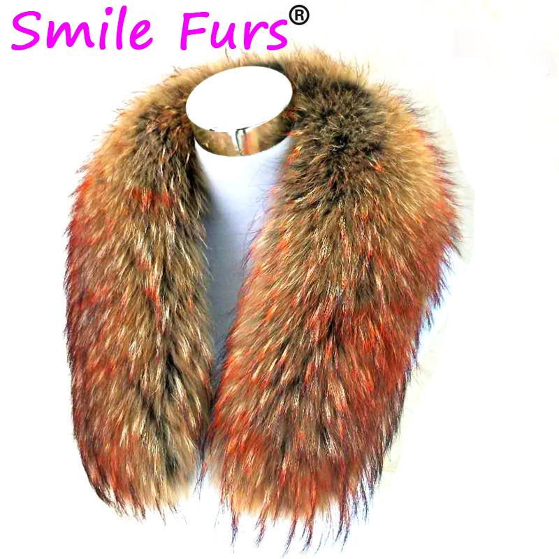 

Scarves Women Winter Real Raccoon Fur Collar 75*16cm Brown With Orange Fashion Warm Furry Large Size Scarf Shawl Wraps Men Jackets Decor, Blue;gray