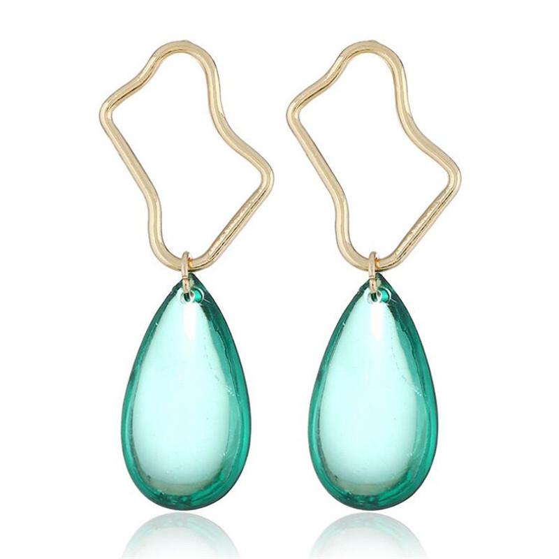Punk Style Hollow Irregular Metal Long Dangle Earrings For Women Fashion Green Charm Big Acrylic Drop Earring Statement Jewelry & Chandelier-image-697478277
