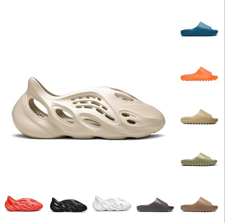 

2021 slide men women slipper desert sand core orange bone mens slides black white beach fashion slippers, Earth brown